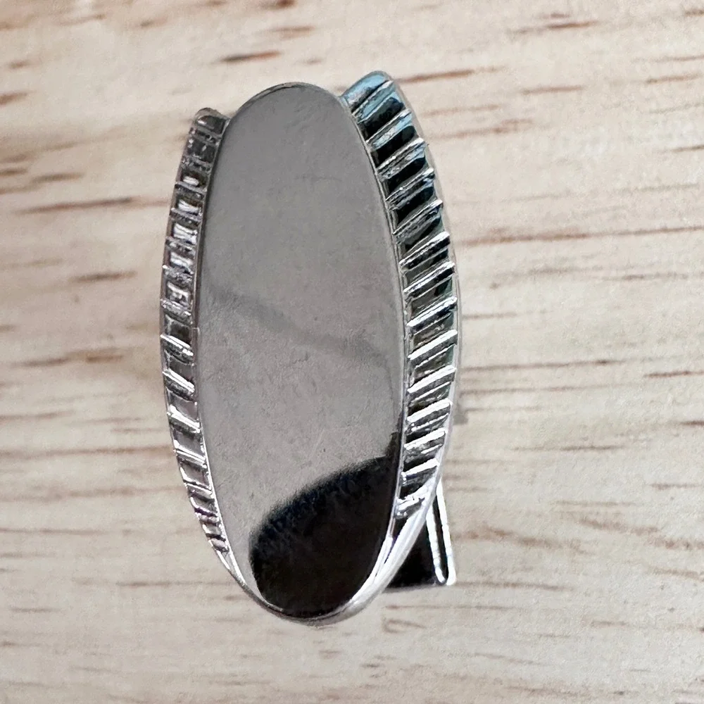 Vintage MCM Foster Silver Cuff Links + Unsigned Matching Oval Pair Set‎